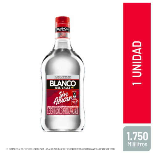 Aguardiente blanco sin azúcar garrafa 1750