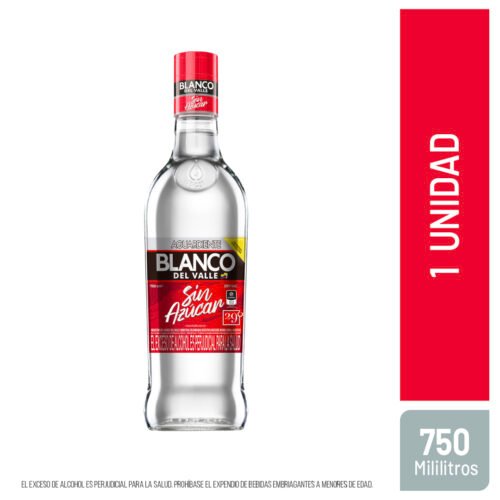 Aguardiente blanco sin azúcar botella 750 cc